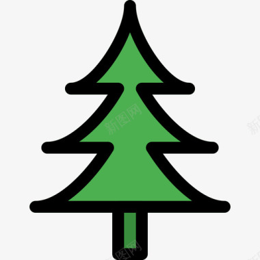 松树自然45线形颜色图标图标