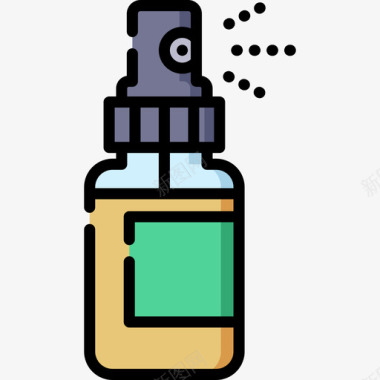 喷雾瓶药房10线性颜色图标图标