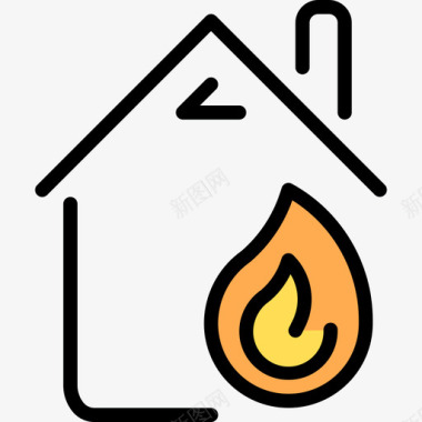 火灾保险2线性颜色图标图标