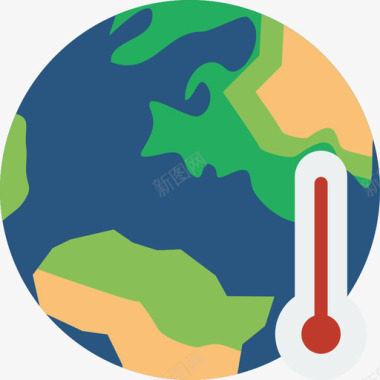 全球变暖生态学64平坦图标图标