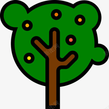 树木农业和园艺4线性颜色图标图标