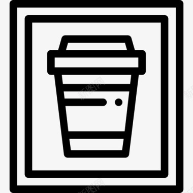 咖啡购物中心7直线型图标图标