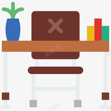 办公桌教育138扁平图标图标