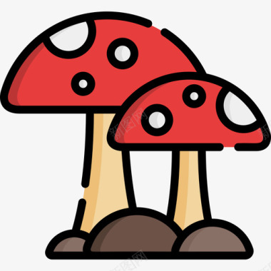 蘑菇秋24线形颜色图标图标