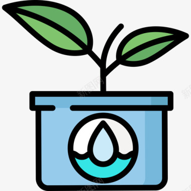 植物室内植物2线性颜色图标图标