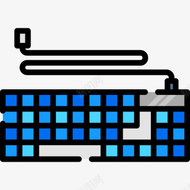 键盘媒体技术13线性彩色图标图标