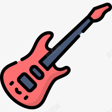 电吉他音乐商店7线性颜色图标图标