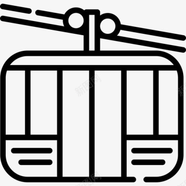 缆车车厢旅行地点表情符号线性图标图标