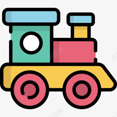 玩具火车圣诞91线性颜色图标图标
