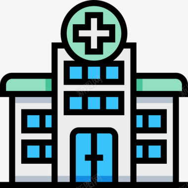 医院城市元素28线性颜色图标图标