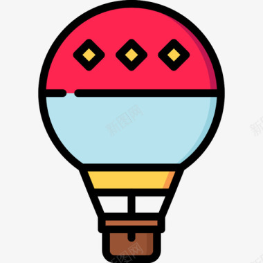 热气球旅行148线性颜色图标图标