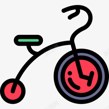 自行车圣诞玩具4线颜色图标图标