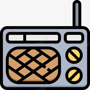 收音机技术设备线颜色图标图标