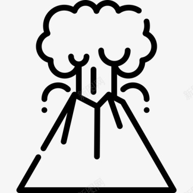 火山旅行地点表情符号线性图标图标