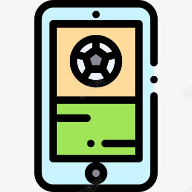 智能手机足球17线性颜色图标图标