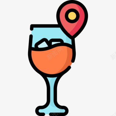 鸡尾酒旅行应用程序12线性颜色图标图标