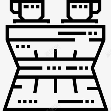 咖啡桌家庭生活12线性图标图标