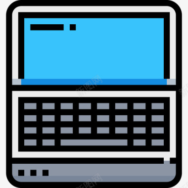 笔记本电脑计算机技术3线颜色图标图标