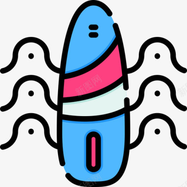 冲浪板泰国15线性颜色图标图标