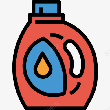 洗涤剂清洁和家务4线性颜色图标图标