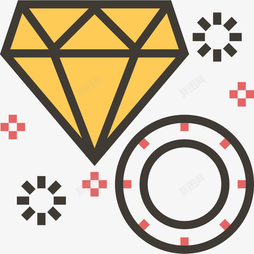 钻石游戏元素黄色阴影图标svg_新图网 https://ixintu.com 游戏元素 钻石 黄色阴影