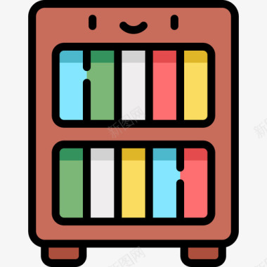 书柜家居生活8线性颜色图标图标