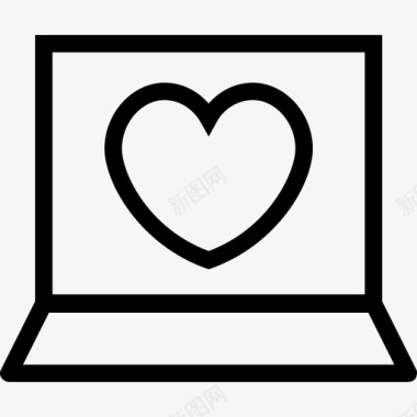 笔记本电脑爱情浪漫5直线型图标图标