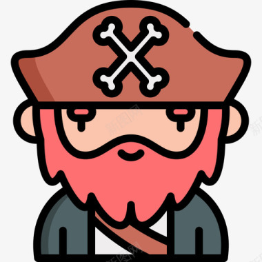 胡子海盗29直线颜色图标图标