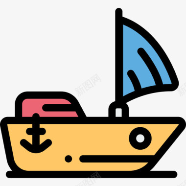 帆船运输85线型颜色图标图标