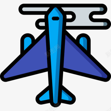 飞机旅行138线性颜色图标图标