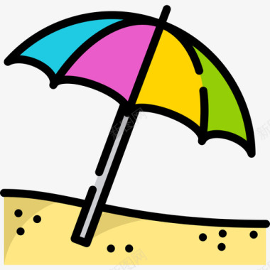 太阳伞旅游景点表情符号3线条颜色图标图标