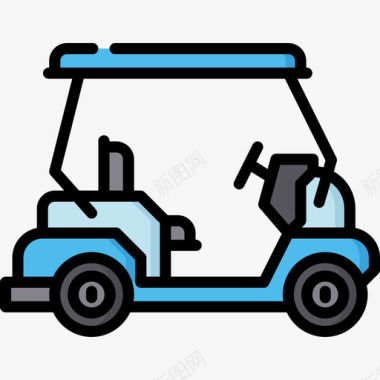 高尔夫球车运输76线性颜色图标图标