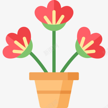 花卉室内植物平坦图标图标