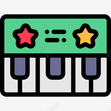 钢琴圣诞玩具4线性颜色图标图标