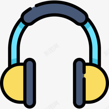 耳机音乐商店7线性颜色图标图标