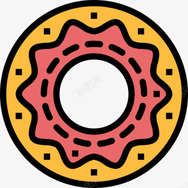 甜甜圈咖啡店52线性颜色图标图标