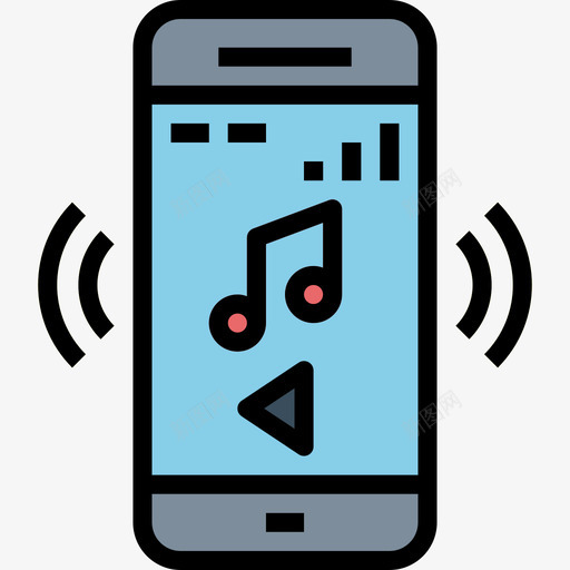 音乐播放器手机和电话线性颜色图标svg_新图网 https://ixintu.com 手机和电话 线性颜色 音乐播放器