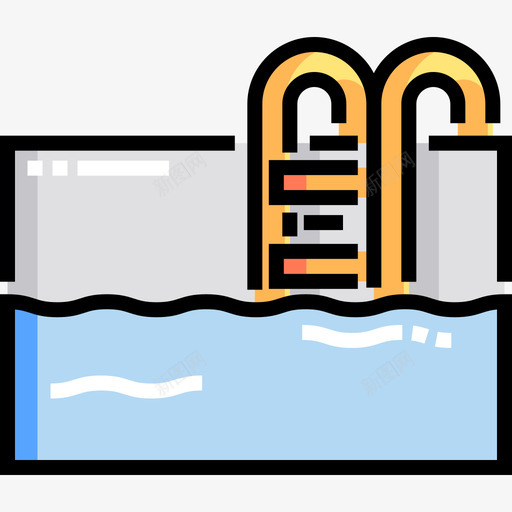 游泳池水上公园14线性颜色图标svg_新图网 https://ixintu.com 水上公园14 游泳池 线性颜色