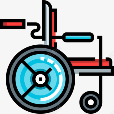 轮椅医疗器械11线性颜色图标图标