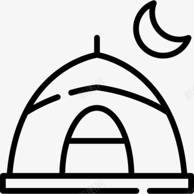 帐篷旅行地点表情符号线性图标图标