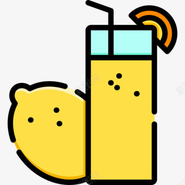 柠檬汁热带7线性颜色图标图标