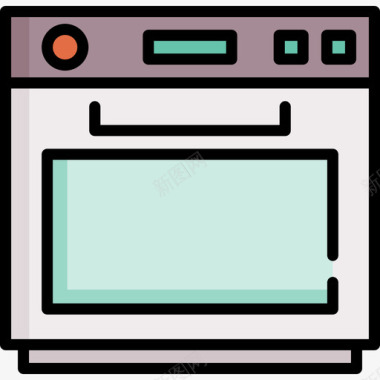 烤箱烹饪47线性颜色图标图标