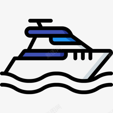 船旅行138线性颜色图标图标