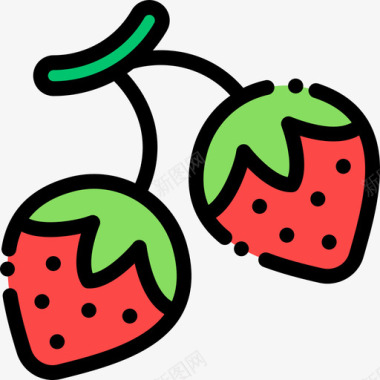 草莓水果蔬菜9线形颜色图标图标