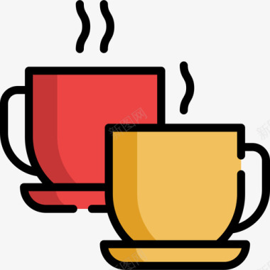 咖啡杯感恩节19线形颜色图标图标
