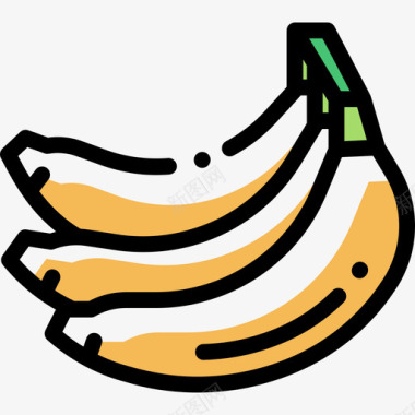香蕉水果和蔬菜12种颜色省略图标图标