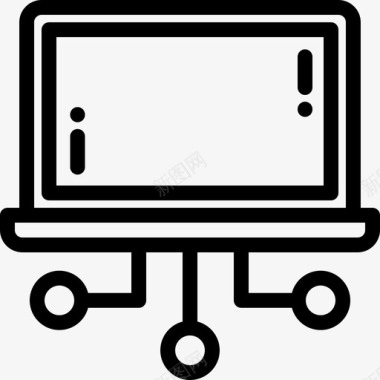 笔记本电脑云计算网络线性图标图标