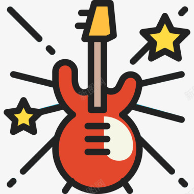 吉他娱乐23线性颜色图标图标