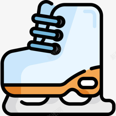 溜冰鞋冬季7线性颜色图标图标