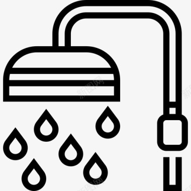 淋浴水疗元素3线性图标图标
